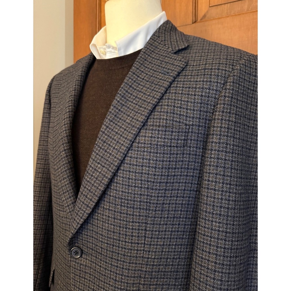 Burberry Houndstooth Tweed Sport Coat Mens 39R Blue Wool 2-Button Blazer Jacket